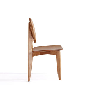 English Elm Versailles Solid Ash Wood Dining Chair with Cane Round Backrest, 275 lb Capacity, Fully Assembled Natural B365P397791