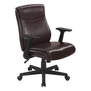 OSP Home Furnishings Mid Back Faux Leather Manager Chair with Lumbar Support and Pneumatic Height Adjust Chocolate FL91201-U2