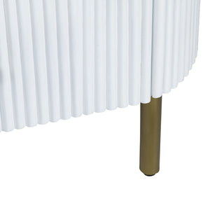 Crestview Collection White Fluted Oval Chest - Matte White Storage Solution With Brass Accents For Stylish Organization White Solid Wood Cvfdr1302