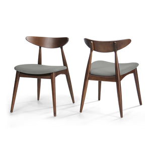 English Elm 5-piece Mid-century Rubberwood Dining Set with Upholstered Chairs for Small Spaces Light Gray,Walnut N759S003011D