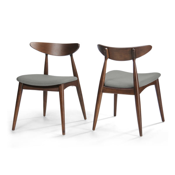 English Elm 5-piece Mid-century Rubberwood Dining Set with Upholstered Chairs for Small Spaces Light Gray,Walnut N759S003011D