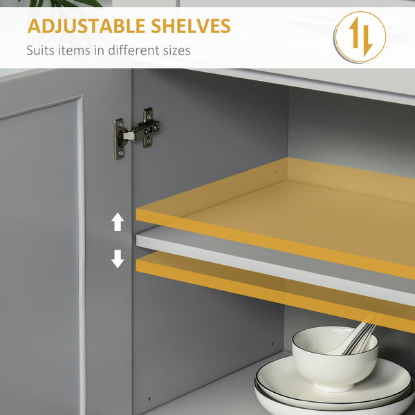 English Elm HOMCOM Tall Kitchen Pantry Cabinet 72" Grey Storage Cupboard with Adjustable Shelves, Drawer & Anti-Tip W2225S00056