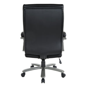 OSP Home Furnishings Big and Tall Bonded Leather Executive Office Chair with Lumbar Support and Titanium Accents ECH95297BT-EC3