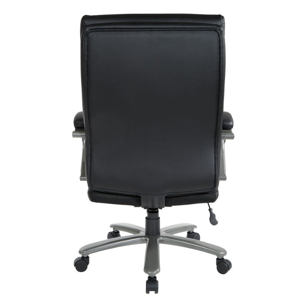OSP Home Furnishings Big and Tall Bonded Leather Executive Office Chair with Lumbar Support and Titanium Accents ECH95297BT-EC3