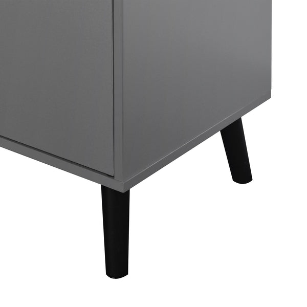 English Elm Storage Cabinet Mid Century 3-Drawer Accent with Adjustable Shelf, Stable Solid Legs, Multiroom Use Gray W409P171603