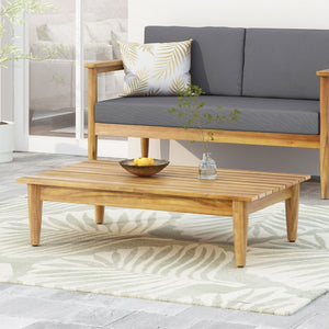 English Elm Gavin Outdoor Acacia Wood Coffee Table Low Profile Slatted Top for Lounge Seating 67309.00