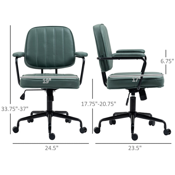 English Elm Vinsetto Ergonomic Home Office Chair Green - Adjustable Height Tilt, Microfiber Comfort, 264 lb Capacity W2225P173828