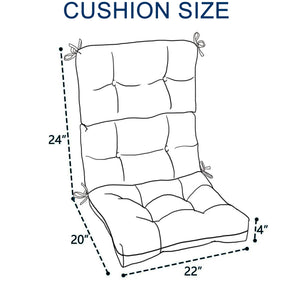 English Elm 2 High Back Patio Chair Cushions Set, 44x22x4 Tufted Reversible Outdoor Seat & Back Cushions Durable Polyester Black & White Print W419P298828