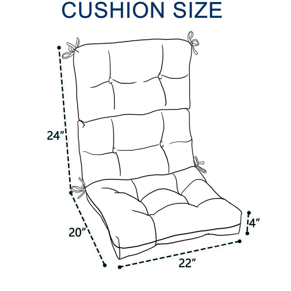 English Elm 2 High Back Patio Chair Cushions Set, 44x22x4 Tufted Reversible Outdoor Seat & Back Cushions Durable Polyester Black & White Print W419P298828