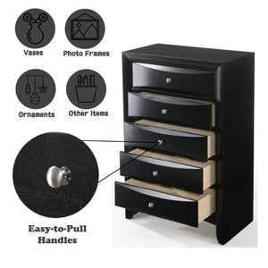 English Elm Ireland Eight-Drawer Dresser with Okume Veneer Top, Brushed Nickel Knobs and Durable Wood Frame Black 53 L x 35 W x 20 H B2726P256707