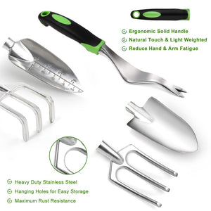 English Elm 8 Piece Stainless Steel Garden Tool Set with Ergonomic Grips and Oxford Tote Bag W2181P193850