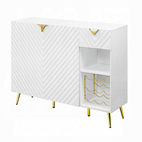 English Elm White High Gloss 2-Door Server With Drawer & Adjustable Shelves For Stylish Dining Storage Solutions B062P209323-GIGA