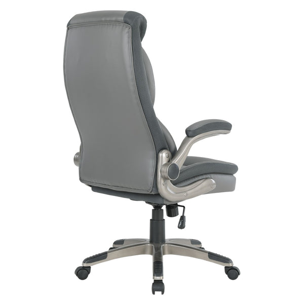 OSP Home Furnishings Exec Bonded Leather Office Chair with Lumbar Support Padded Arms and Ergonomic Tilt ECH17057-EC42