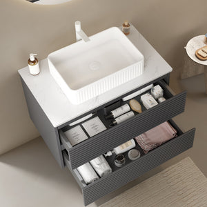 English Elm VEDO Carrara White 36" Artificial Marble Countertop – Scratch, Water & Fire Resistant, Elegant Finish W2615P251866