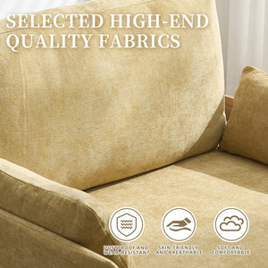 English Elm Foldable mid-century sleeper sofa bed recliner 3-in-1 convertible for small spaces with pillows and storage Mustard yellow W395P290559