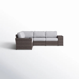 English Elm 102" Reversible Outdoor Wicker Sectional Sofa with Cushions, 4-Seater, Aluminum Frame, No Assembly Needed B120S00011