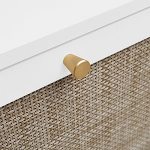 English Elm Rattan 3 Door Shoe Rack with Metal Base and Anti-Slip Feet, Double Shelf Storage for Entryway White W688P211259