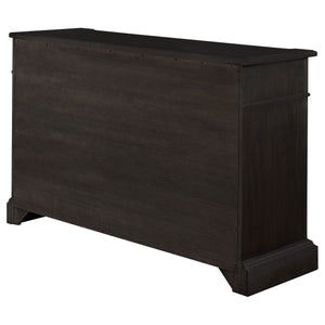 English Elm Larchmont Distressed Noir 3-drawer Server Sideboard — Dark Brown Wood, Durable Storage & Adjustable Shelves B062P353470