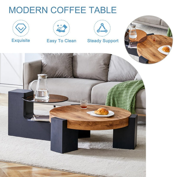 English Elm The Two Tier Detachable Mdf Coffee Table for Flexible Modern Living Room Style W1151P184838