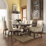 English Elm Beige and Salvage Brown Arm Chair With Nailhead Trim