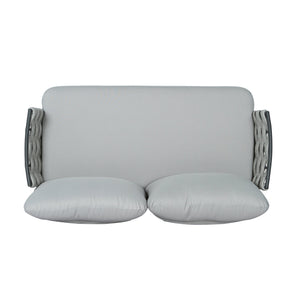 English Elm Christopher Knight Home® - Mariano Hand-Woven Rope Loveseat with Water-Repellent Cushions, Rust-Resistant Aluminum Frame Gray+Gray N773P277439E