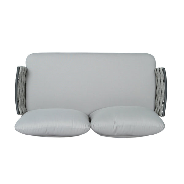 English Elm Christopher Knight Home® - Mariano Hand-Woven Rope Loveseat with Water-Repellent Cushions, Rust-Resistant Aluminum Frame Gray+Gray N773P277439E