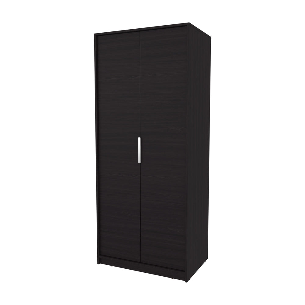 English Elm Wengue Elegant 2-Door Wardrobe with Shelves, Hanging Rod and Built-In Shoe Rack for Organized Storage B062P357520