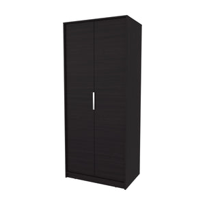 English Elm Wengue Elegant 2-Door Wardrobe with Shelves, Hanging Rod and Built-In Shoe Rack for Organized Storage B062P357520