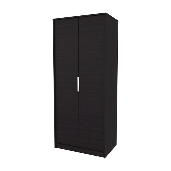 English Elm Wengue Elegant 2-Door Wardrobe with Shelves, Hanging Rod and Built-In Shoe Rack for Organized Storage B062P357520