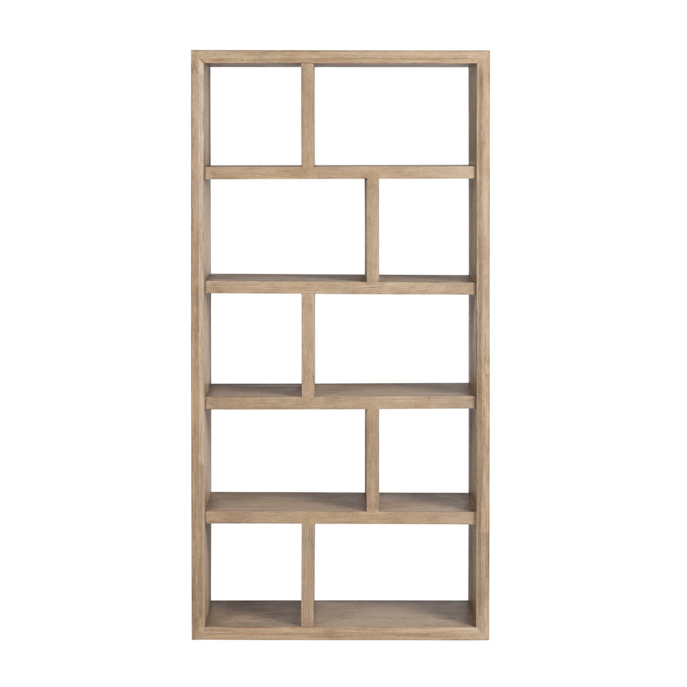 Crestview Collection Transitional Etagere Bookcase - Modern Geometric Design With 10 Shelves For Stylish Living Room Storage Tan Solid Wood Cvfdr1233