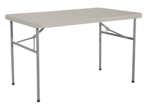 OSP Home Furnishings 4’ 4' Resin Folding Table with Steel Frame for Outdoor Events and Easy Storage BT04W