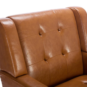 English Elm Modern Soft Leather Accent Chair with Ergonomic PU Upholstery, Solid Wood Black Legs, 250lb Capacity, Compact Living Room Seat W676P174742