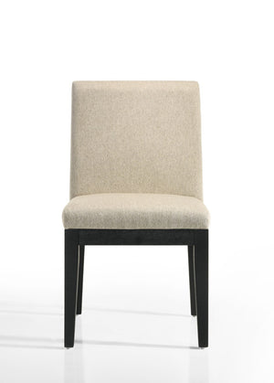 English Elm Jacopo Beige Fabric Dining Chair Set of 2 with Ergonomic Seat and Wood Grain Base B2749P413298