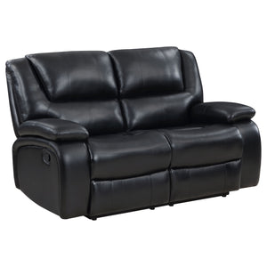 English Elm Elodie Black 2-Piece Reclining Sofa Set with Tufted Faux Leather, Pillowtop Arms & Plush Legrests B062S01113
