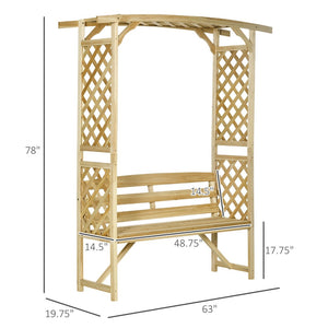 English Elm Outsunny 3-Seat Garden Arbor Bench With Pergola & Trellises - Perfect For Climbing Plants & Outdoor Decor W2225P174443-GIGA