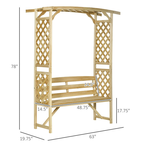 English Elm Outsunny 3-Seat Garden Arbor Bench With Pergola & Trellises - Perfect For Climbing Plants & Outdoor Decor W2225P174443-GIGA