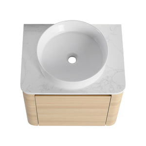 English Elm 24'' Wall-Mounted Bathroom Vanity With Soft-Close Door & Stylish Ceramic Sink For Small Spaces W999S00457