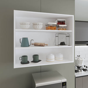 English Elm Wally 36" Wide 3-Tier Open Wall Cabinet with Spacious Shelves for Kitchen, Living, Office Storage and Decor White 26.6 L x 78 W x 9 H B070P254762