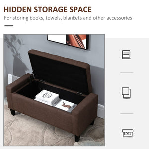 English Elm Storage Bench with Lift Top Linen Seat Rubberwood Legs for Entryway or Bedroom T3971P386885