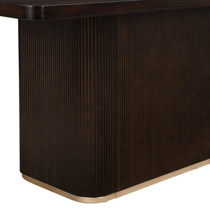English Elm Christopher Knight Home® - 84" Rectangular Dining Table - Dark Brown Solid Wood & Mdf, Seats 6-8, Easy Assembly & Care N771P296162B_N771P296163B