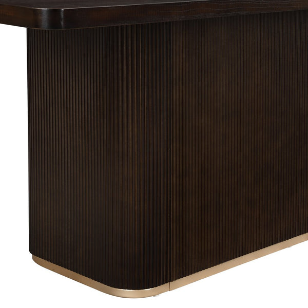 English Elm Christopher Knight Home® - 84" Rectangular Dining Table - Dark Brown Solid Wood & Mdf, Seats 6-8, Easy Assembly & Care N771P296162B_N771P296163B