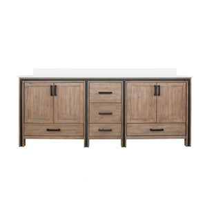 English Elm Rustic Barnwood Double Bath Vanity 84" W x 22" D with Cultured Marble Top, Solid Wood, Soft-Close Storage B2731P260761