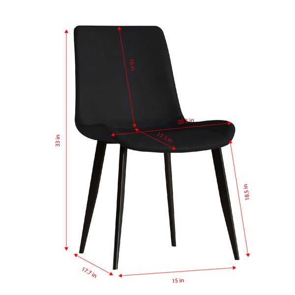 English Elm Modern PU Leather Dining Chairs with Carbon Steel Legs, Water-Resistant, 330lb Capacity, Set of 4 Black W2699P388294