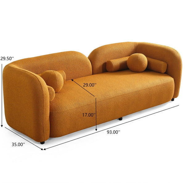 English Elm Donna Japandi Boucle Upholstered Sofa with Textured Fabric for Modern Living Rooms Dark Yellow,Rustic B183P231854