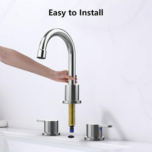 English Elm Widespread 2-Handle Bathroom Faucet 8" Centerset High-Arch Gooseneck 360° Swivel Water-Saving Chrome T3177P351677