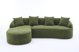 English Elm Compression Compression Sponge Sofa Curved Modular Sectional with 30D High-Density Chenille Sleeper for Cozy Apartment Living Room Comfort and Safe Rounded Design Antique Green,Green W2231S00031