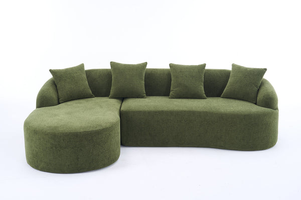 English Elm Compression Compression Sponge Sofa Curved Modular Sectional with 30D High-Density Chenille Sleeper for Cozy Apartment Living Room Comfort and Safe Rounded Design Antique Green,Green W2231S00031