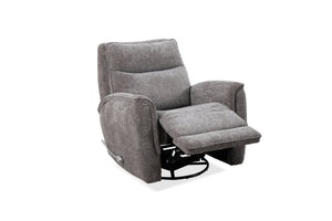 English Elm Man Wah Brisbane Upholstered Swivel Recliner In Granite - Stylish Comfort, Durable Chenille Design B2707P311397