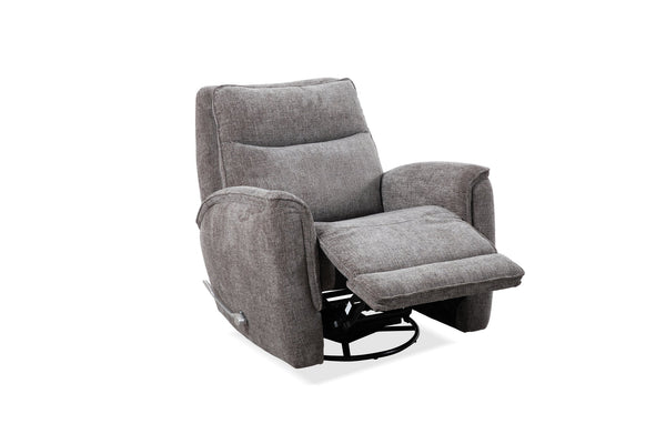 English Elm Man Wah Brisbane Upholstered Swivel Recliner In Granite - Stylish Comfort, Durable Chenille Design B2707P311397