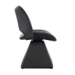 English Elm The Swivel Dining Chair with Hollow Cutout Back Faux Leather Hardwood Frame Modern Black W3612P436510